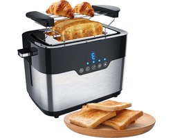 Broodrooster met Tostiklemmen - Toaster - Broodroosters - Zwart met Zilver