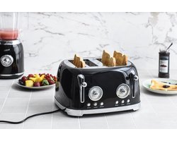 Broodrooster - Toaster - Zwart - Retro - OldScool - 4 sneden brood