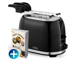 cozy.® Broodrooster met Tostiklemmen Max 2024 - Tosti Apparaat en Tosti Ijzer alternatief - Zwart - Incl. Eboek boordevol heerlijke recepten!