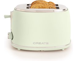 CREATE Broodrooster - Toaster - 6 niveaus - 2 Extra Brede Sleuven - 850W - Pastelgroen - Toast Retro Stylance S