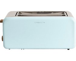 CREATE TOAST RETRO XL sleuven Broodrooster - Pastel Blauw - Voor Brede Plakken - 6 niveaus - Functies - 1500W