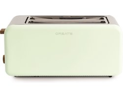 CREATE TOAST RETRO XL sleuven Broodrooster - Pastel Groen - Voor Brede Plakken - 6 niveaus - Functies - 1500W