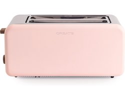 CREATE TOAST RETRO XL sleuven Broodrooster - Pastel Roze - Voor Brede Plakken - 6 niveaus - Functies - 1500W