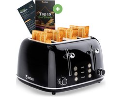 Estus Iconic Broodrooster 4 sneden - Retro Toaster - Zwart