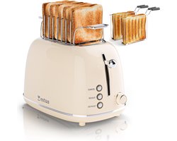 Estus Iconic Broodrooster met Tostiklemmen - Retro Toaster - Beige - Deluxe