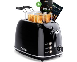 Estus Iconic Broodrooster met Tostiklemmen - Retro Toaster - Zwart