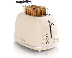 Estus Iconic Broodrooster met Tostiklemmen - Tosti Apparaat - Retro Toaster - Extra Brede Sleuven - Alle Broodsoorten - Premium - Beige