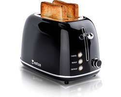 Estus Iconic Retro Broodrooster - Tosti Toaster - Extra Brede Sleuven - Alle Broodsoorten - Premium - Zwart