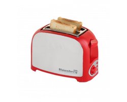 Hausberg HB-190RS - Broodrooster - 7 Warmteniveaus - 2 Extra Brede Sleuven - 750W - Reheat en Ontdooi-functie - Rood