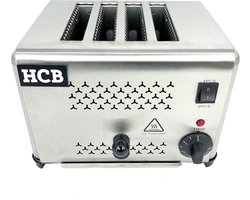 HCB® - Professionele Horeca Broodrooster - 4 sneden - 230V - RVS / INOX - 31x21x22 cm (BxDxH) - 12 kg - 9455