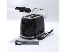 HomeGoods Broodrooster met Tosti klemmen - 3 in 1 Broodrooster - Toaster - 7 Standen - Zwart - TostiKlemmen - Reheat - Defrost