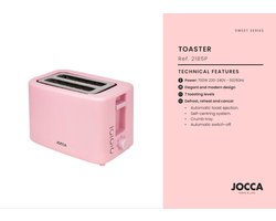 Jocca Sweet - Broodrooster - Toaster Broodrooster - 2 Boterhammen - Broodroosters - Roze - 2185P