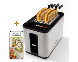 Léchell® Broodrooster met tostiklemmen - Toaster - 6 Warmteniveaus - Brede sleuven - Broodrooster - 900W - Chrome - Instelbare bruiningsstand en ontdooifunctie - Inclusief E-book met 10 heerlijke recepten