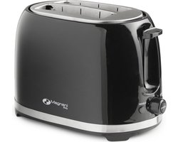 Magnani Broodrooster - Toaster - Zwart en RVS - 2 Brede Sleuven - Met Kruimellade - Opwarmfunctie - Ontdooifunctie - 850 W