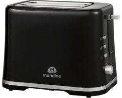 Mandine - MT870S-19 - Broodrooster - Grille-pain - Toatster - 6 bruiningsniveaus/Warmteniveaus - Reheat en Ontdooi-functie - kruimellade - Kruimelbak - Toasters - 870 Watt - Zwart