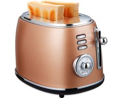 MOA Retro Broodrooster - Toaster - 6 Warmteniveaus - 2 Extra Brede Sleuven - 850W - Koper