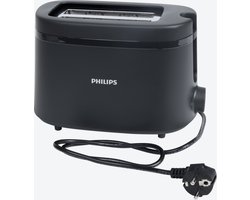 Philips broodrooster 1000 serie - 650 watt - Met 6 standen - tijdloos en stijlvol ontwerp - Zwart in kleur