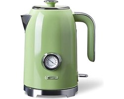 Retrostijl Draadloze Waterkoker 1,7 L - 2200 W - Roestvrij Staal - Retrogroen