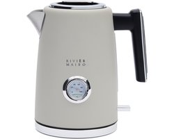 Riviera Maison Elektrische Waterkoker Retro, met temperatuurmeter - RM Classic Water Kettle - Beige - Roestvrij StaalGiftbox - 1.7L