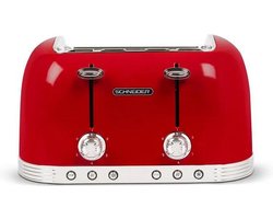 Schneider Retro Broodrooster 4 sleuven - SCTO4R - Red