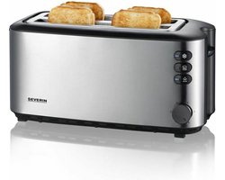 Severin AT 2509 - Broodrooster - Toaster - Long-slot - 4 Sneden - 6 Standen - Geborsteld RVS