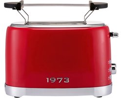 SILVERCREST® KITCHEN TOOLS Broodrooster retro 980 W - 6 Bruiningsniveaus - Elektronische bruiningscontrole - Mooie, naadloze metalen behuizing - Optimale roosterresultaten - Variabele broodcentrering - Rood