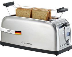 Sommertal Toaster ST1500 XXL – 4 Slices, Broodjesopzet, Display met Timer en Resttijd, Retro Design, Langsleuf, RVS, 1500W, Broodrooster