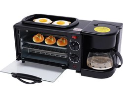 SteeFly® 220V 3 In 1 Ontbijtstation - Multifunctionele Broodrooster - Oven Station - Koffiezetapparaat - Voor Koffie, Sandwiches, Cake