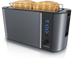 Stellar Broodrooster met Tostiklemmen - 3 in 1 Broodrooster - Met kruimellade - Grijs - Broodrooster - broodrooster 4 sneden - broodroosters - Toaster - Automatische Broodrooster