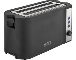 TZS First Austria Broodrooster - Toaster - 7 Warmteniveaus - Long-slot - 4 Sneden - 1500W - Zwart