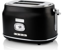 Westinghouse Retro Broodrooster - 2 Slice Toaster - Zwart - Met Warmhoudrek