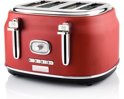 Westinghouse Retro Broodrooster - 4 Slice Toaster - Rood - Met Warmhoudrek