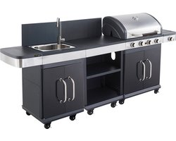 BBQ Set gasbarbecues - Grill/Plancha - FIDGI 4 + dressoir + aanrecht