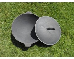 Kazan 12 liter - 12 l - 46,5 cm met deksel – Gietijzeren Kookgerei – Aziatische Goulashketel Kasan - Kazan - Braadpan Wokpan Kookpan Bakpan Stoofpot Soeppot Veldkeuken BBQ Barbecue Pilav Plov Outdoor