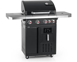 Landmann Fryton 4.1 GasBBQ met ingebouwde 3,5 L Airfryer - Zwart - met zijbrander - Gas bbq - Buitenkeuken - Gas bbq met zijbrander - Airfryer oven - Grill - Gietijzeren grillrooster