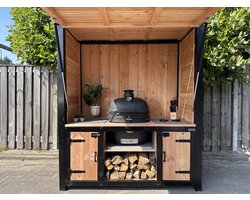 Steigerhoutje.nl - Buitenkeuken- Close- overdekt BBQ'en met een Klepdeur- Uniek model/ bescherming van je BBQ