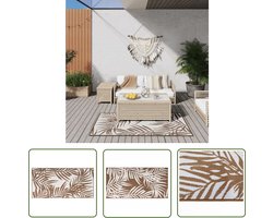 The Living Store Buitentapijt - Omkeerbaar - PP - 80x150 cm - Bruin en Wit