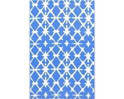 vidaXL - Buitenkleed - 190x290 - cm - PP - blauw - en - wit