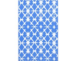 vidaXL - Buitenkleed - 80x150 - cm - PP - blauw - en - wit