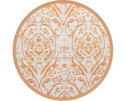 vidaXL - Buitenkleed - Ø120 - cm - polypropeen - oranje - en - wit