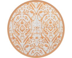 vidaXL - Buitenkleed - Ø160 - cm - polypropeen - oranje - en - wit