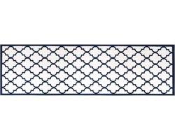 vidaXL - Buitenkleed - omkeerbaar - 80x250 - cm - marineblauw - en - wit