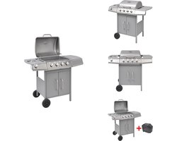 vidaXL Gas Barbecue - Gas Barbecues - Gas Bbq - Gas Bbq - Gasbarbecue 4+1 kookzone zilver