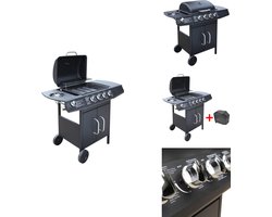 vidaXL Gas Barbecue - Gas Barbecues - Gas Bbq - Gas Bbq - Gasbarbecue 4+1 kookzone zwart