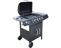 vidaXL Gasbarbecue 4+1 kookzone zwart