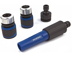 Hyundai sproeierset 4-delig - 13mm tot 15 mm - aansluitstuk 21/26,5mm - Verstelbare spuit, Waterstop systeem, Roestvrijstalen bevestigingen