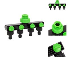 vidaXL Kraanadapter - Kraanadapters - Kraansplitter - Kraanaansluiting - -Kraanadapter-4-wegs-19-5x6x11-cm-ABS-&--PP-groen-en-zwart