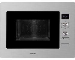 Inventum IMC6132F - Inbouw combi-oven - Hetelucht - Magnetron - Grill - 32 liter - 45 cm hoog - Tot 220 graden - RVS/Zwart