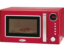 Magnetron met Grill en Digitale Display - 20 Liter, 700/1000 W, Vintage Stijl, Rood