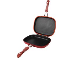 28cm Vierkante Anti-aanbak Kookpan - Dubbelzijdige Koekenpan Voor Camping - Sandwich Broodrooster Grill - Indoor Outdoor Gebruik